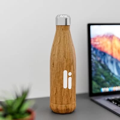 Hot & Cold Wooden Finish Sports Bottle