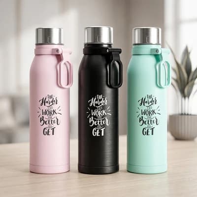 Pulse Stainless Steel Sports Bottle with Silicon Handle