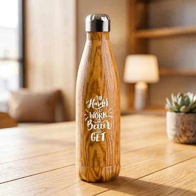 Hot & Cold Wooden Finish Sports Bottle
